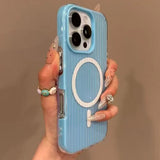 Luxury Candy Tile Ribbed Luggage Texture Magsafe Wireless Charge Case For iPhone 17 16 15 14 13 12 Pro Max 11 17 Magnetic Cover
