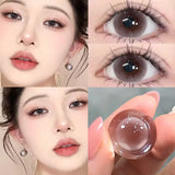 1 Pair Korean Fashion Lenses Pink Anime Lenses with Diopters Degree Big Eye Lenses Soft Beautiful Pupil High Quality Lens