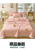 Ins Girl Bow Summer Thin Quilt Seersucker Washed Cotton Summer Quilt Single Dormitory Air Conditioner Blanket Machine Washable