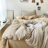 3pcs Classic Black and White Plaid Striped Duvet Cover Set Soft Washed Cotton Quilt Cover Adult Children Bedroom Bedding Set