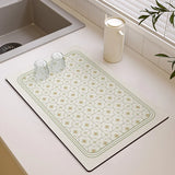 Elegant Pattern Diatomite Mat Non-slip Waterproof Absorbent Pad for Kitchen Countertop Tableware Drying & Coffee Table