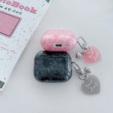 Black Pearl Shell Pink Leopard Print TPU Case Love Heart Pendant Protection Cover for Apple AirPods Pro 2 3 4 Silicone Cases