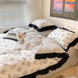 Korean Princess Style Floral Ruffles Bedding Set Single Queen Size 100% Cotton Duvet Cover Flat/Fitted Bed Sheet Pillowcases