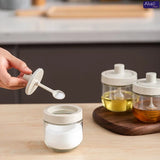 Seasoning Container with Spoon Glass Spice Containers Multifunctional Storage Glass Jar Essential Kitchen Accessories