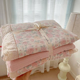 Print Floral Bedding Set Double Layer Yarn Four Pieces Set Soft Comfortable Duvet Cover Bed Sheet With Pillowcases Home Textiles