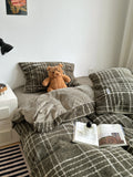 Comfortable Woolen Milk Velvet Thiened Autumn Winter Four-Piece Bedding Set Plaid Blogging Sle Skin-Friendly Universal Use