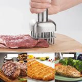 Kitchen Tender Meat Needle 304 Stainless Steel Cooking Meat Tenderizer Tool Profession Loose Meat Needle  Pork Chop Steak Hammer