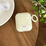 Korea Cute Full Yellow Flower Gloss Soft Protection Case For Apple AirPods 1 2 3 4 Pro 2 Cover Shockproof Funda With Keychain