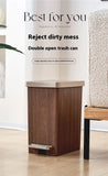 Wood Grain Garbage Bin High-end Household Garbage Storage Sealed with Lid Double Opening Design Kitchen and Bathroom Garbage Bin