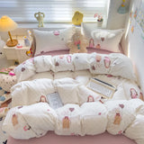 Class A Double Yarn Bedding Set Quilt Comforter Duvet Cover Set Printed Cotton Bedspread Skin Friendly Breathable Four-Piece Set
