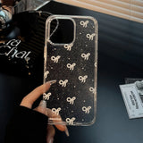 Shiny blue bowknot soft phone case for iphone 15promax 13 11 15 13pro 15pro 12 14promax 12pro 14 pro max transparent fundas capa