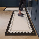 Geometric Pattern Kitchen Floor Mat Oil-proof Waterproof Leather PVC Washable Mats Non-slip Long Rug Free Cut Alfombra De Cocina