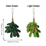 Non-woven Christmas Leaf Branch Pendant Lightweight Green Christmas Leaf Decoration with Red Berry Accent Christmas Tree Pendant