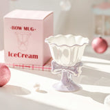 1Pc Footed Ceramic Dessert Bowl 180ml, Small Ice Cream Yogurt Cereal Fruit Salad Pudding Bowl for Home Kitchen, Gift Box
