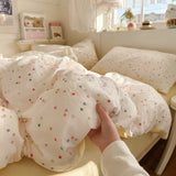 Aerobic three-layer yarn printing four-piece set skin-friendly and soft four-piece set of bedding in student dormitory