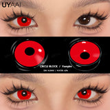 Cosplay Colored Contact Lenses 1 Year 2pcs Crazy Red Contact Lenses Anime Black Eye Lenses Halloween Beauty Makeup Lens