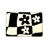 Tufting Grids Bathmat Chic Bathroom Rug Soft Fluffy Geometric Mat Carpet Floral Floor Anti Slip Pad Aesthetic Home Room Decor