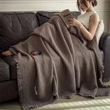 Class A knitted fringed pure cotton six-layer gauze blanket 100 cotton shawl blanket retro sofa nap blanket
