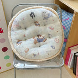 Ikeehome  winter new round milk fleece cartoon seat cushion cute office chair cushion balcony futon bay window cushion