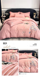 Flowers Embroidery Bedding Set Light Luxury Brushed Four-Piece Set Girl Bedroom Decor King Duvet Cover Set Bed Sheet Pillowcases