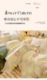 Korean Princess Style 4Pcs Floral Ruffles Bedding Set Single Queen Size Soft Skin-friendly Washed Cotton Duvet Cover Pillowcase