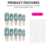 10pcs French Blue Frosted Cat's Eye Fake Nails Press On Nails Aurora Sequins Diamond Decoration Handmade False Nails Long Ballet
