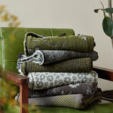Vintage Artistic Style Pure Cotton Yarn Dyed Jacquard Tassel Throw Blanket Skin Friendly Car Office Single Nap Sofa Thin Blanket