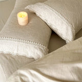 20% Linen And 80% Cotton Vintage French Jacquard Lace Embroidery Bedding Set Duvet Cover Flat/Fitted Bed Sheet Pillowcases 4Pcs