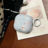 Cartoon cute dalmatian pink bow silicone earphone case for apple airpods 1 2 3 4 airpods pro 2 protection cover with keychain