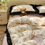 Hepburn French Style Bedding Set For adults kids Brown pink Flat fitted Sheet set With Pillowcases Colorful King Queen Full size