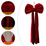 Large Christmas Bow Decoration Velvet Hanging Ornament Big Ribbon Decor for Tree Wall Fireplace Indoor Outdoor Holiday Party