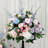 Pink Green Artificial Hydrangea Rose Anthurium Arrangement Wedding Table Centerpiece Floral Runner Party Backdrop Banquet Decor