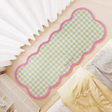 Special-shaped Runner Rug Pink Plaid Bow Bedroom Bedside Carpets Fashionable Ins Creative High-end Coffee Table Mats 러그 Alfombra