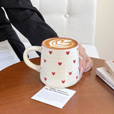2/4/6Pcs Love Ceramic Mug, Cute Little Love Ceramic Mug Coffee Cup Drinking Cup for Home Drinking, Afternoon Tea Drinking, Office Drinking, Coffee Shop Latte Art, Souvenir, Valentine's Day Holiday Gift, Birthday Gift