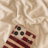Cute Korean Mushroom Bracket Striped Pattern Phone Case for iPhone 17 16 15 14 Pro Max Shockproof Protective Back Cover