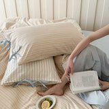 Double Sided Stripes Bow Pillow Case 48x74cm Soft Comfortable Covers Cotton Pillow Cover Pillow Sham for Beds Home Decoration