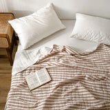 Summer Autumn Thin Quilt 100% Cotton Blankets Striped Knitted Comfortable Washable Bed Blanket Quilting Suitable for Adults Kids