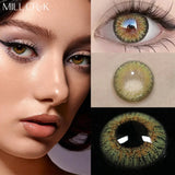 1 Pair Color Contact Lenses With Diopter Fashion Natural Green Circle Lens Beauty Pupils 0~-8.00 Yearly Fast Shipping