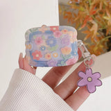 Fresh flowers floral pendant wavy silicone soft wireless bluetooth earphone case for apple airpod pro 2 2nd 1 3 4 colorful cover