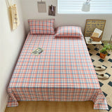 100% Pure Cotton Bedsheet 1pc Flat Sheets Nordic Grid Pattern Bed Sheet Soft Comfort Home Textile Without Pillowcase Multi-Size