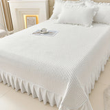 Summer solid color tencel bed cover three-piece set lace ice silk mat air conditioner mat non-slip bed sheet kang cover soft mat
