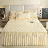 Thickened Bed Skirt Solid Color Bed Cover Quilted Mattress Protector покрывало Skin-friendly Bedspread (No Pillowcase)