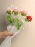 Handmade Crocheted Rose Flower Bouquet Artificial Flowers Wool Flower Finished Product Valentine's Day Teacher's Day Gift
