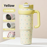 1200ml Large-Capacity Insulated Cup with a Antibacterial ceramic Inner Liner and an Attached Straw，car cup，water bottle