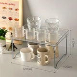 Fold Transparent Acrylic Storage Shelf Minimalist Kitchen Desktop Organizer Rack Home Tableware Cup Holder Organizing Shelf Gift
