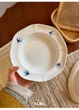 Swallow Oval Plates High-end Household Ceramic Serving Plate Ins White Breakfast Tray Retro Afternoon Tea Dessert Tableware