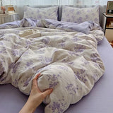 Ikeehome  new class A high gram weight linen raw hemp four-piece set jacquard quilt cover bed sheet student dormitory three-piece set