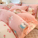 New high-weight, fresh and light milk fleece printed quilt cover Thickened warm Duvet cover