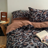 3/4Pcs Bedding Set Leopard Print Bed Sheet Duvet Cover Pillowcase Beddings Sets Full Double Four-Season Muslin Three-Piece Set