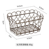 Mini Size Snack Sundries Storage Basket Metal Iron Art Rotundity Square Frame Desktop Cosmetics Jewelry Storage Basket
